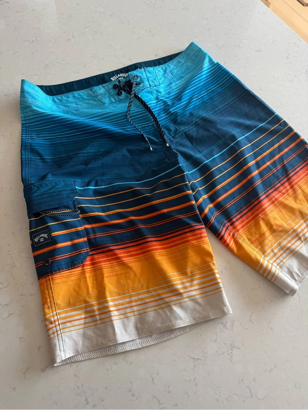 Billabong Teal Blue to Orange Gradient Men’s Boardshorts